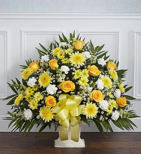 Heartfelt Tribute&trade; Floor Basket- Yellow
