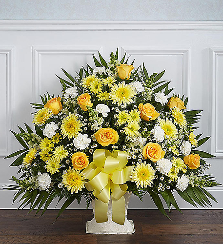 Heartfelt Tribute&trade; Floor Basket- Yellow