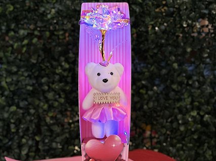 I Love You Bear with Iridescent Light Up Rose