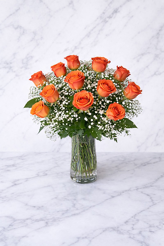 ONE DOZEN ORANGE ROSES
