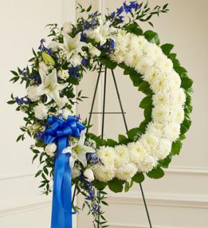 Serene Blessings Blue  White Standing Wreath
