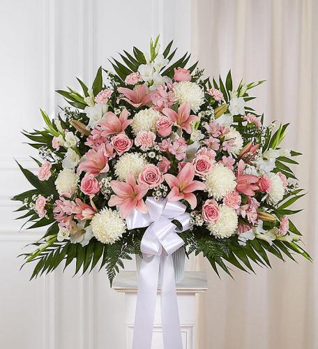Heartfelt Sympathies Standing Basket- Pink and White