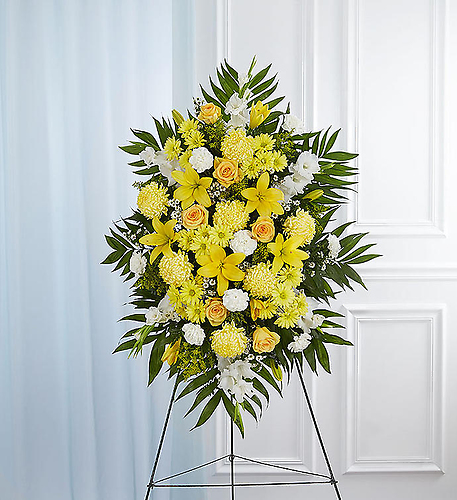 Yellow & White Sympathy Standing Spray