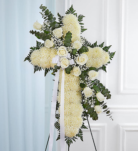 Peace & Prayers Standing Cross- White
