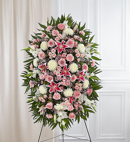 Pink & White Sympathy Standing Spray